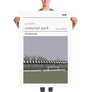 A massive football poster of Somerset Park, home of Ayr United FC