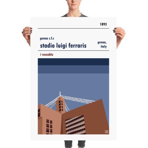 A huge stadium poster of Genoa CFC and Stadio Luigi Ferraris