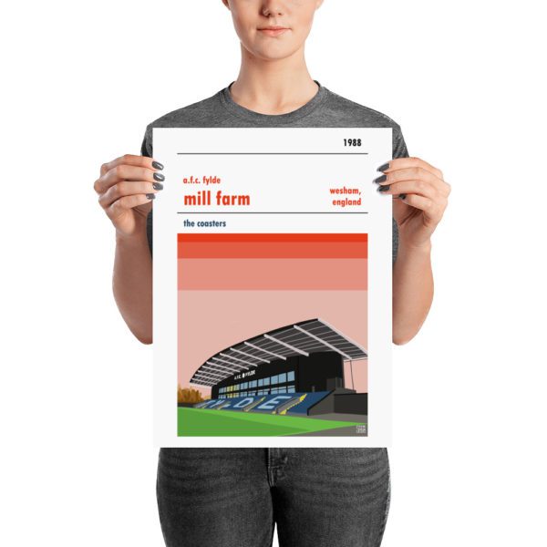 A football poster of Mill Farm and AFC Fylde