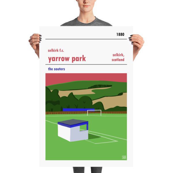 A large stadium poster of Yarrow Park and Selkirk FC