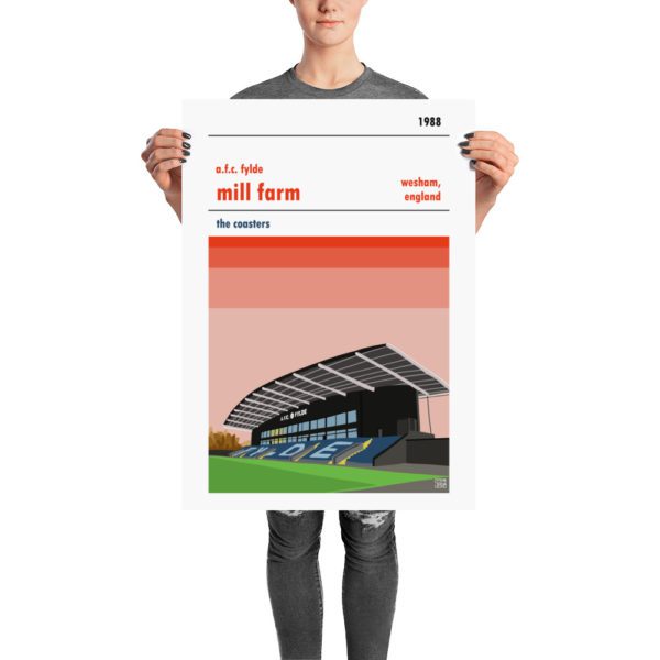 A retro stadium poster of AFC Fylde and Mill farm