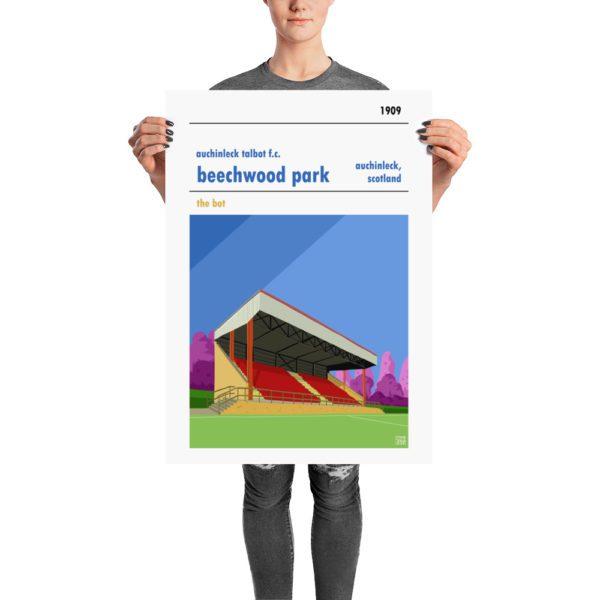 A retro football poster of Auchinleck Talbot Football Club and Beechwood Park