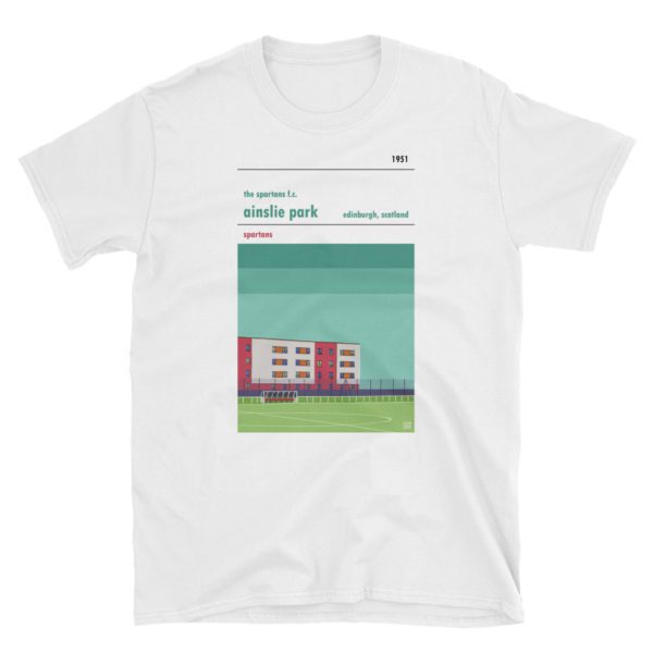 A white t shirt of Ainslie Park and the Spartans FC