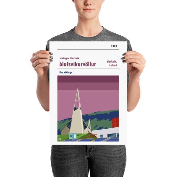 Medium football poster of Víkingur Ólafsvík and Ólafsvíkurvöllur