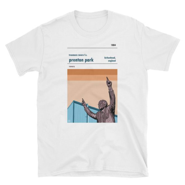 A white t shirt of Tranmere Rovers and Preston Park. Includes Johnny King