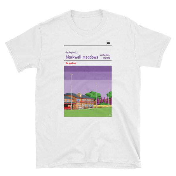 A Darlington FC white t shirt of Blackwell Meadows