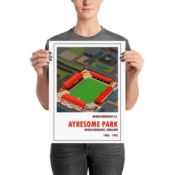 A medium sized vintage football poster of Middlesbrough FC and Ayresome Park