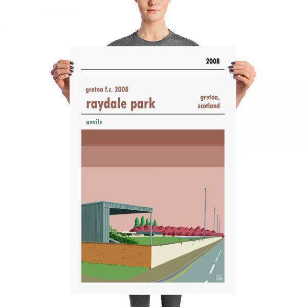 A large vintage football poster of Raydale Park, home to Gretna FC 2008