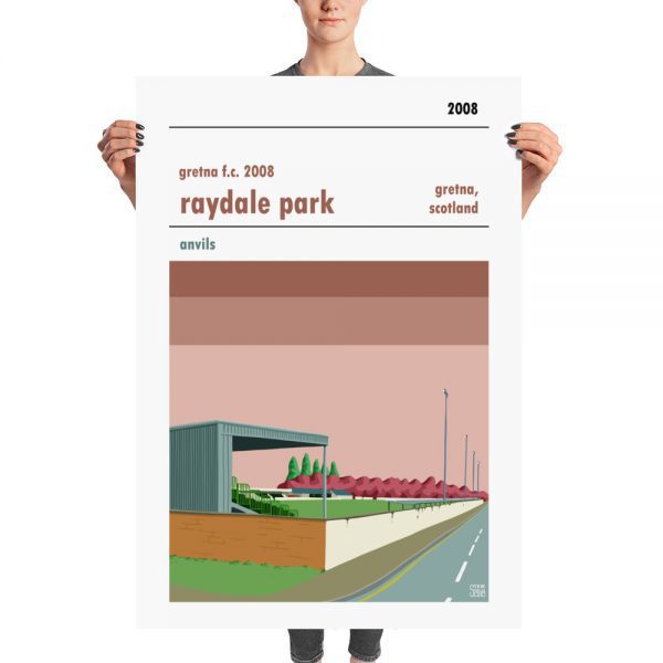 A huge retro football poster of Gretna FC and Raydale Park