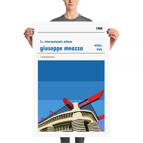 A large stadium poster of the San Siro and Inter Milan