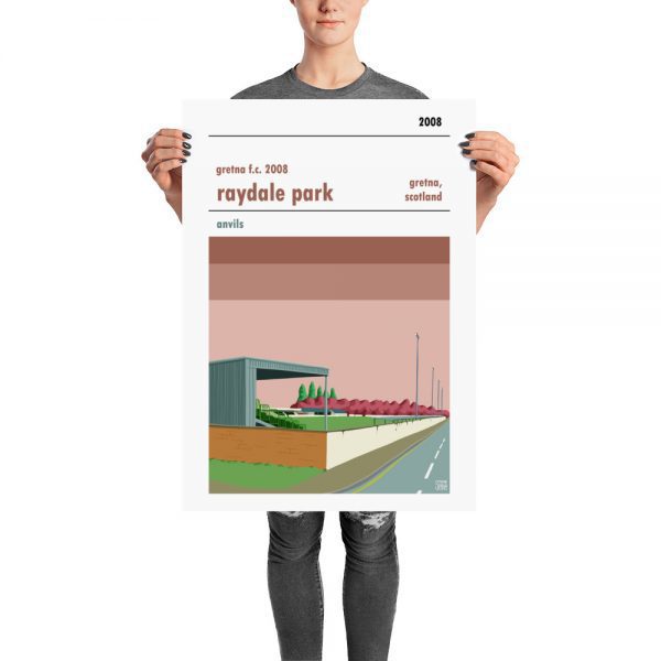 A retro stadium poster of Raydale Park and Gretna FC 2008