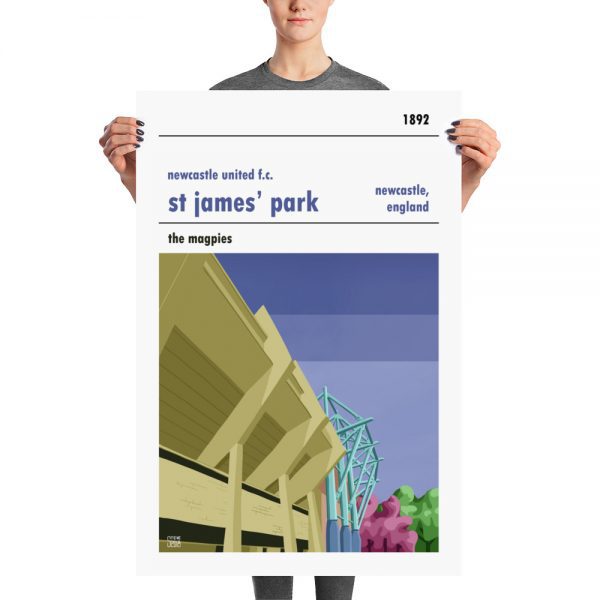 A large stadium print of St James Park and Newcastle United