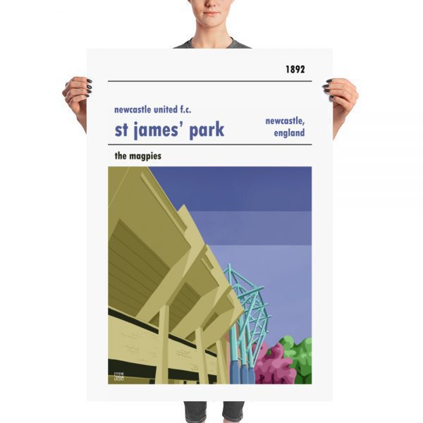 A huge football poster of St James Park and the Magpies