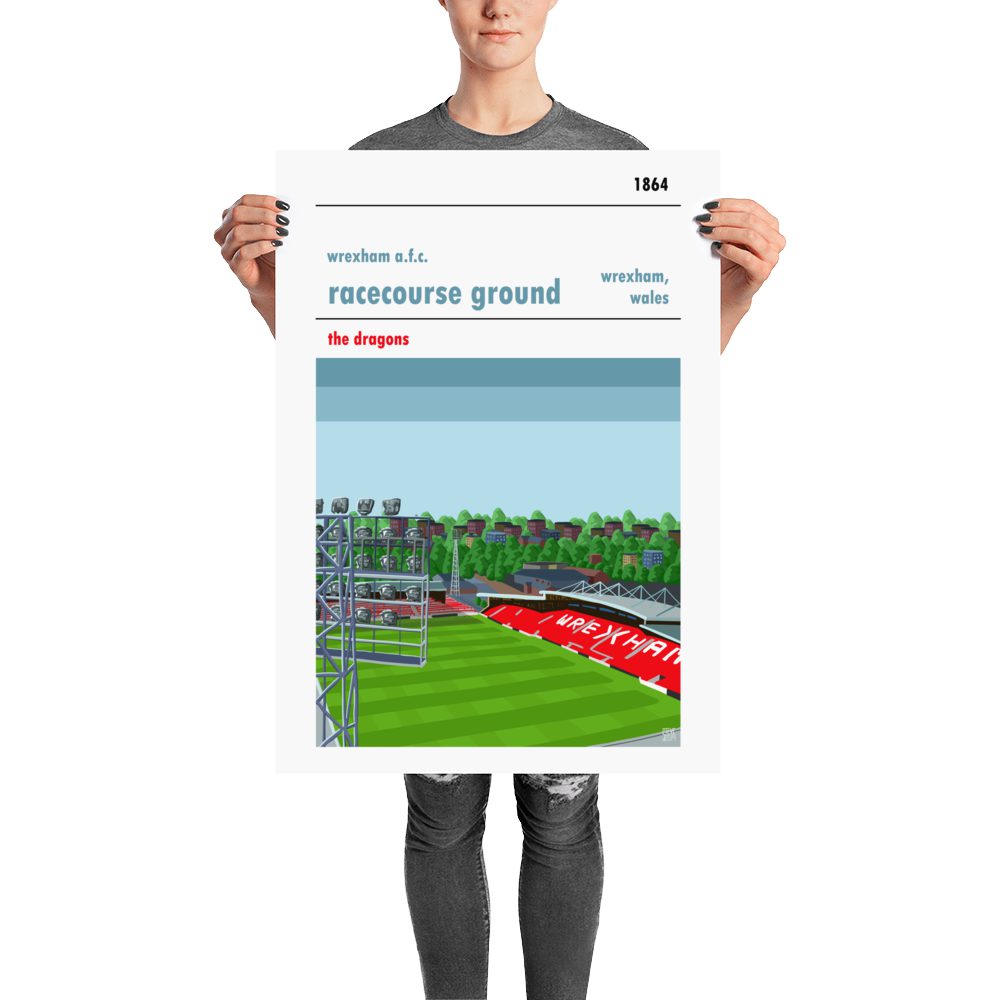 Football Poster of Wrexham AFC and the Racecourse Ground