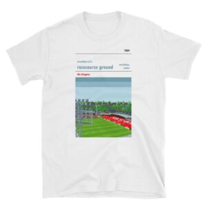 A white t shirt of the Racecourse Ground, home ground of Wrexham AFC