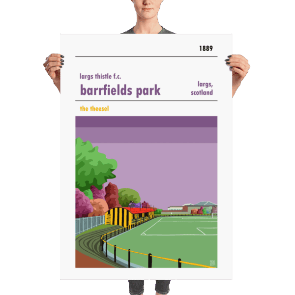 A huge football poster of Largs Thistle FC