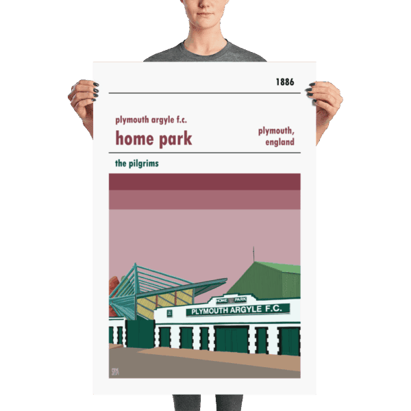 A large football poster of Plymouth Argyll and Home Park