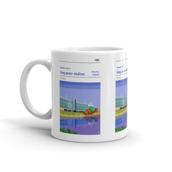 A coffee mug of Leicester City and the King Power Stadium