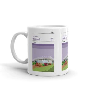 A coffee mug of Pride Park, home to Derby County