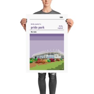 A stadium poster of Pride Park, home to Derby County FC