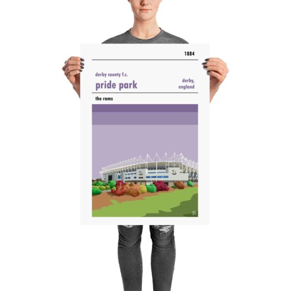A stadium poster of Pride Park, home to Derby County FC