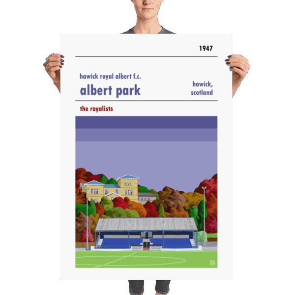 A huge Albert Park, home to Hawick Royal Albert, football poster