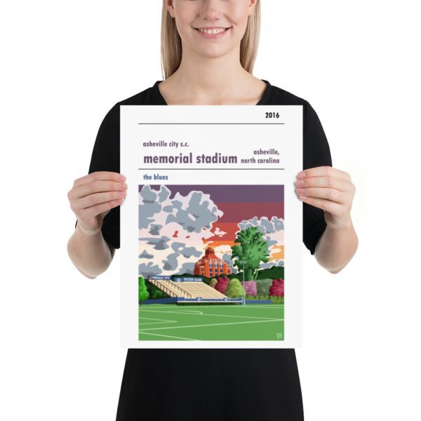 MEdium sized football stadium poster of Memorial Stadium, Home to Asheville FC