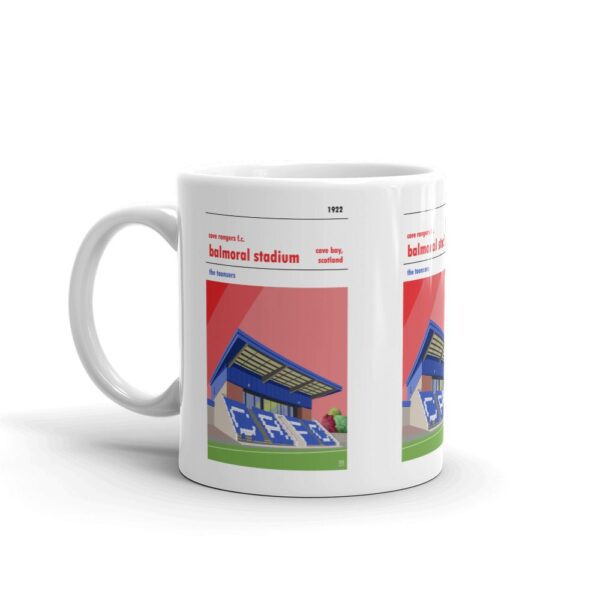 A coffee mug of Balmoral Stadium, home of Cove Rangers, the Toonsers