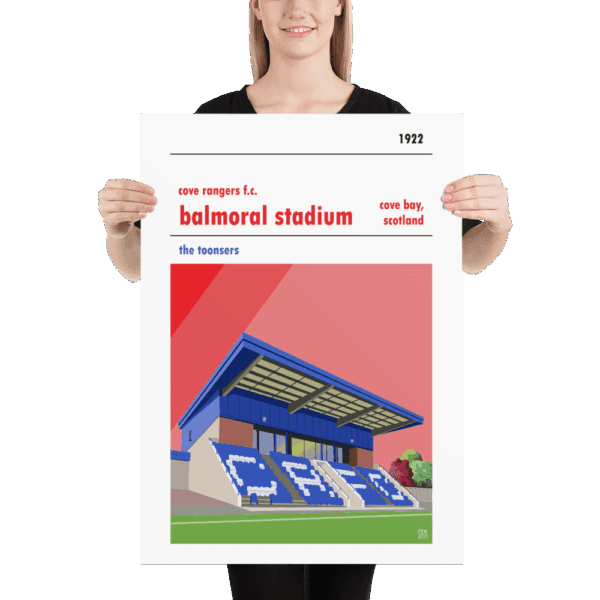 A retro football poster of Cove Rangers, the Toonsers, and this home ground of Balmoral Stadium