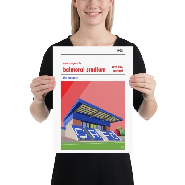A medium sized retro football poster of Balmoral Stadium, home to the toonsers, Cove Rangers