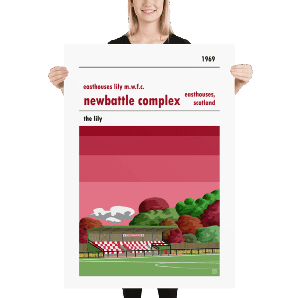 A huge football poster of Easthouses Lily and Newbattle Complex