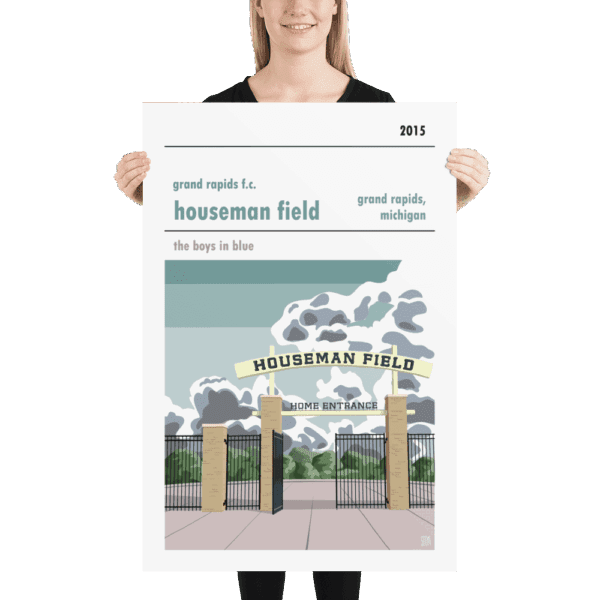 A large soccer poster of Grand Rapids and Houseman Fields