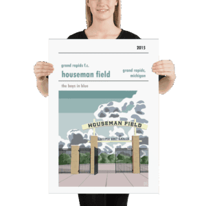 A retro Grand Rapids fc stadium poster of houseman fields