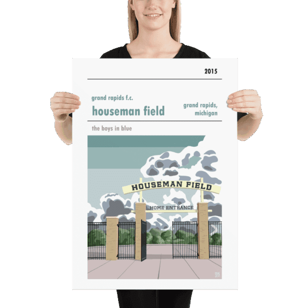 A retro Grand Rapids fc stadium poster of houseman fields