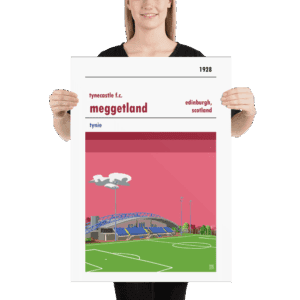 A retro style football poster of Tynecastle FC and MEggetland