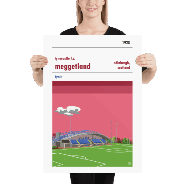 A retro style football poster of Tynecastle FC and MEggetland