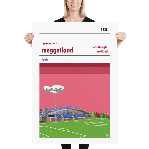A huge football poster of Meggetland, home of Tynecastle FC
