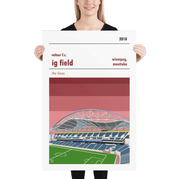 A large football print of IG Field and Valour FC