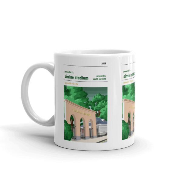 A coffee mug of Greenville FC and Sirrine Stadium