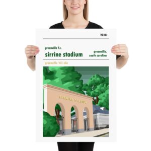 Vintage Football Art of Greenville FC and Sirrine Stadium