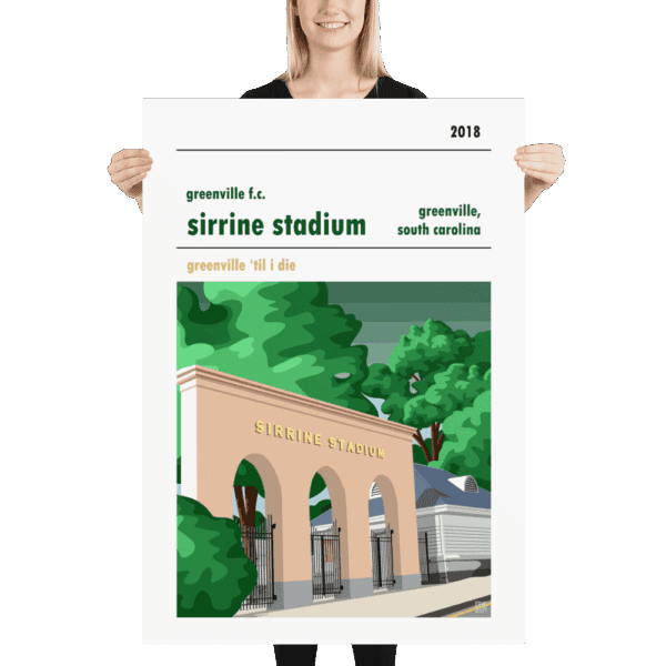 A huge framed stadium wall art print of Sirrine Stadium, home of Greenville FC, South Carolina
