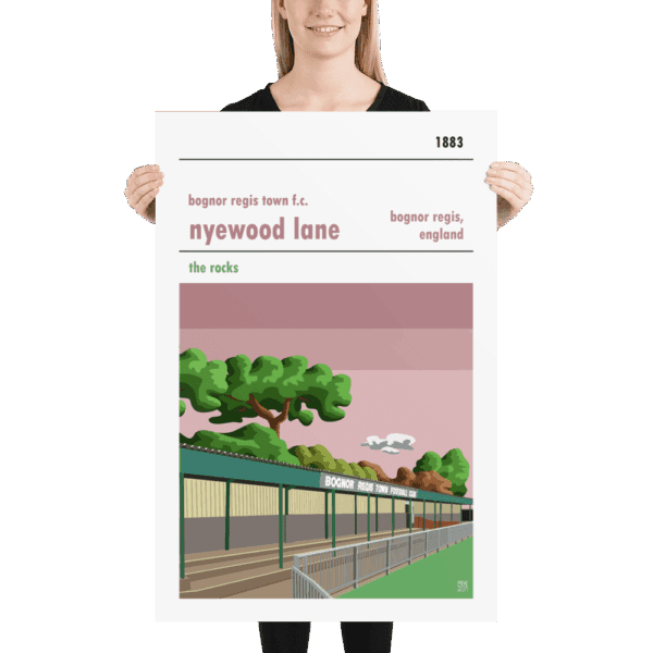A large football stadium poster of Nyewood Lane, home to Bognor Regis