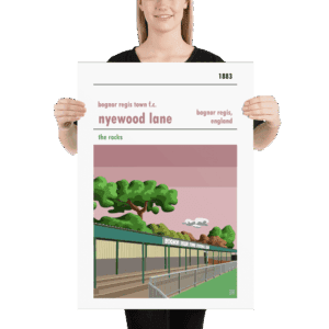 A football poster of Nyewood Lane, home to Bognor Regis Town FC
