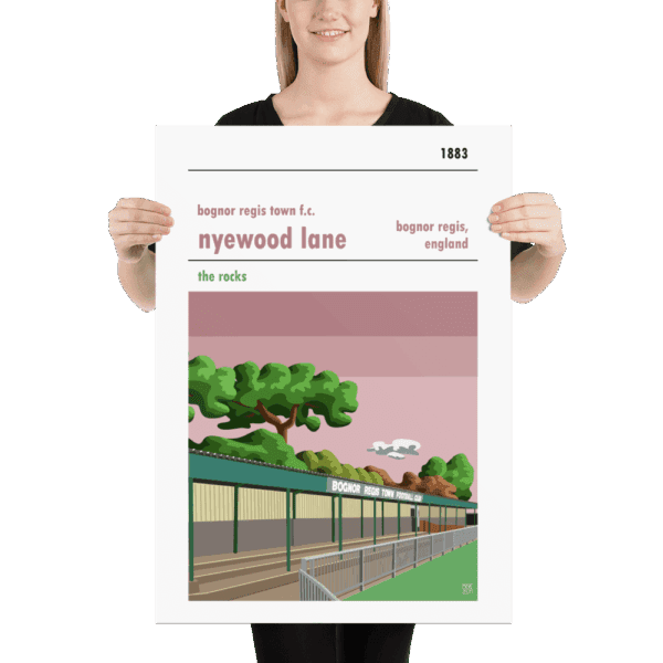 A football poster of Nyewood Lane, home to Bognor Regis Town FC
