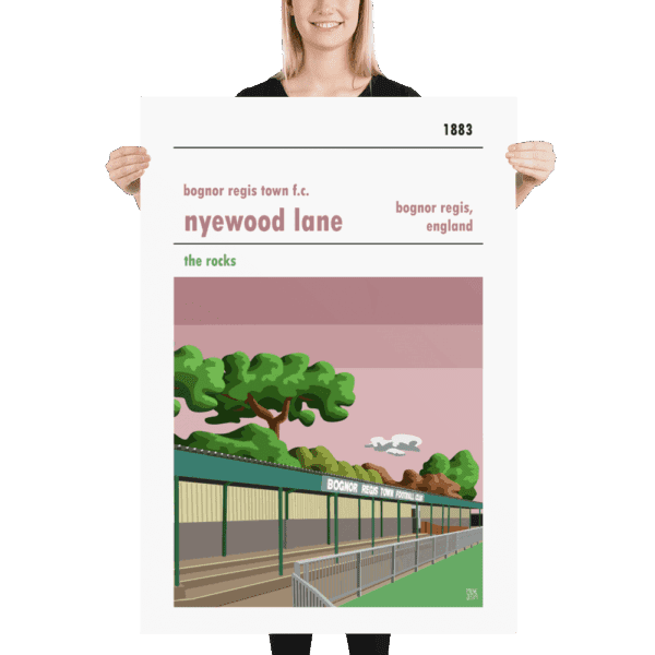A football poster of Nyewood Lane, home of Bognor Regis Town FC