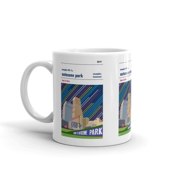 A coffee mug of Autozone Park, home to Memphis 901 FC