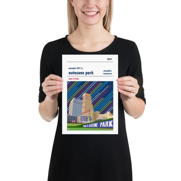 A small soccer poster of Memphis 901 FC and Autozone Park