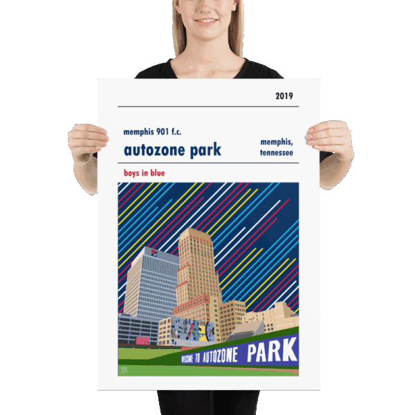 A stadium poster of Autozone Park, home to Memphis 901 FC