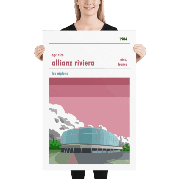 A large french football poster of OGC Nice and the Allianz Riviera