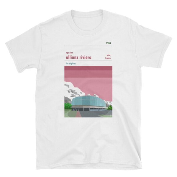 A vintage style t shirt of Stade de Nice, home of OGC Nice. Nice shirt